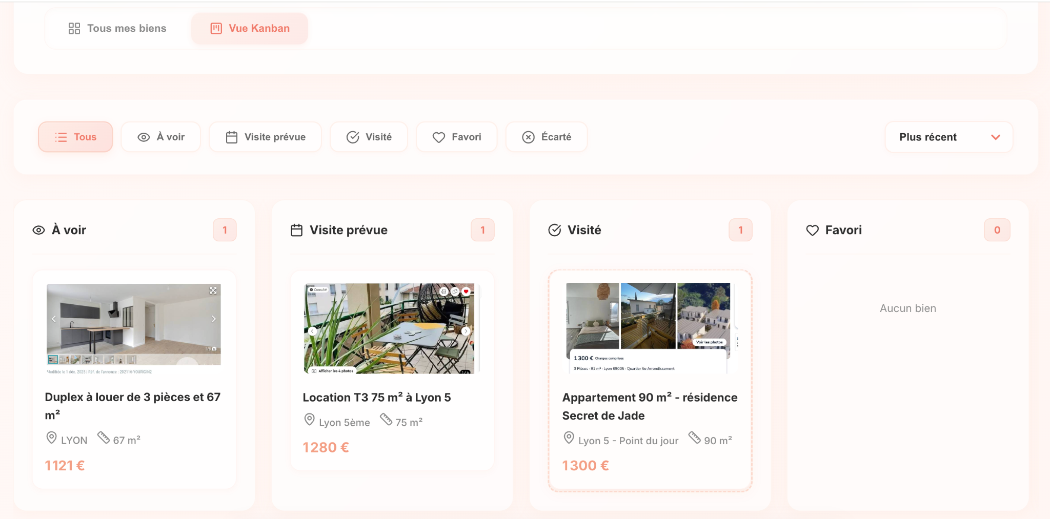 Vue kanban immotracker